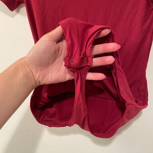 Smoothez by aerie Short Sleeve Round Neck Bodysuit Red Size Small - Picture 6 of 11